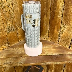 Gray Knit Texture Tumbler with Lid